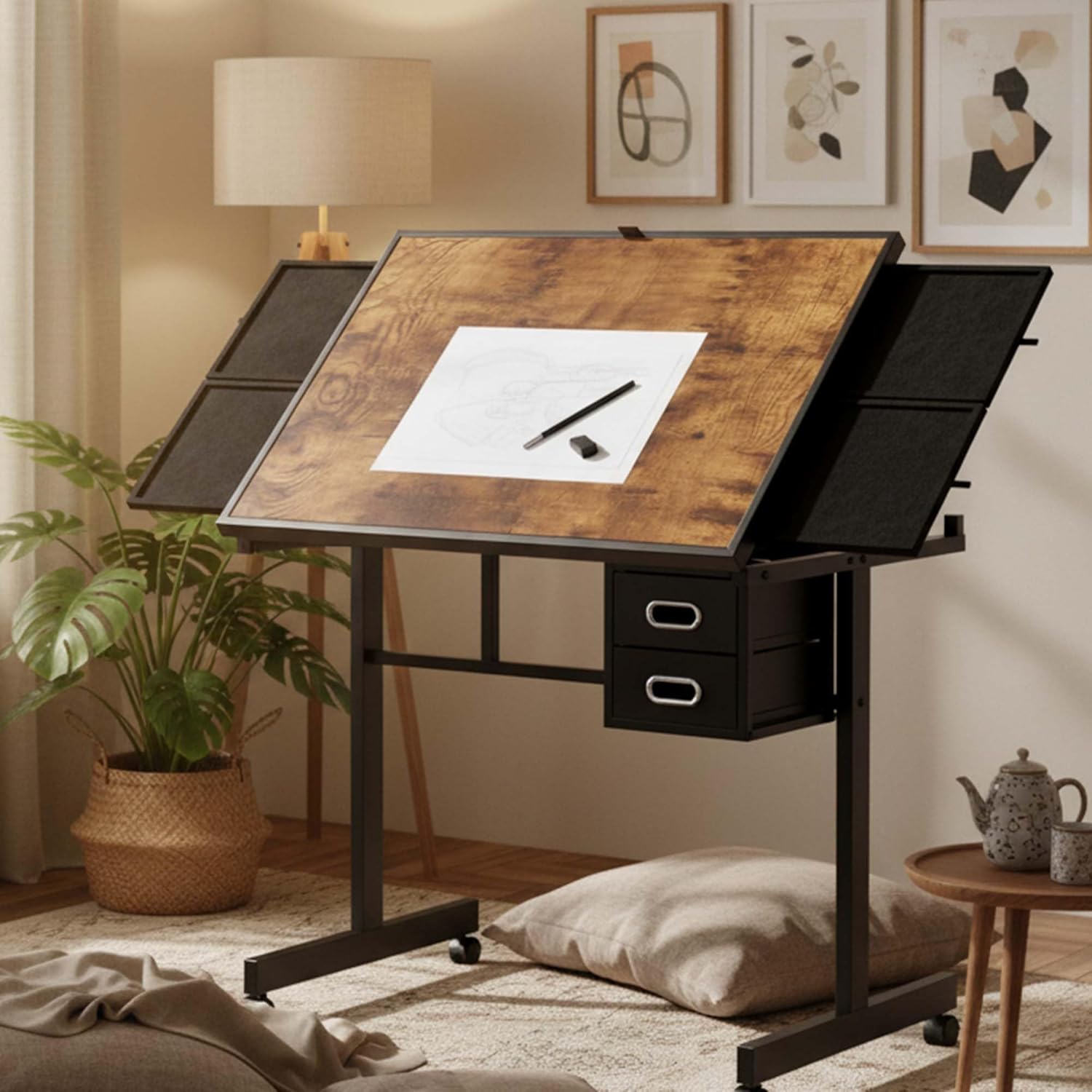Home Office Studio - Adjustable Drafting Table with 4 Trays