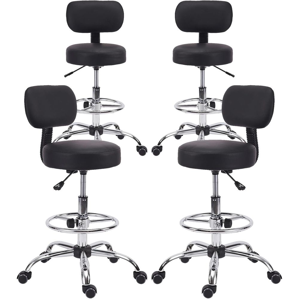 Home Office For - Adjustable Swivel Bar Stool with Backrest,