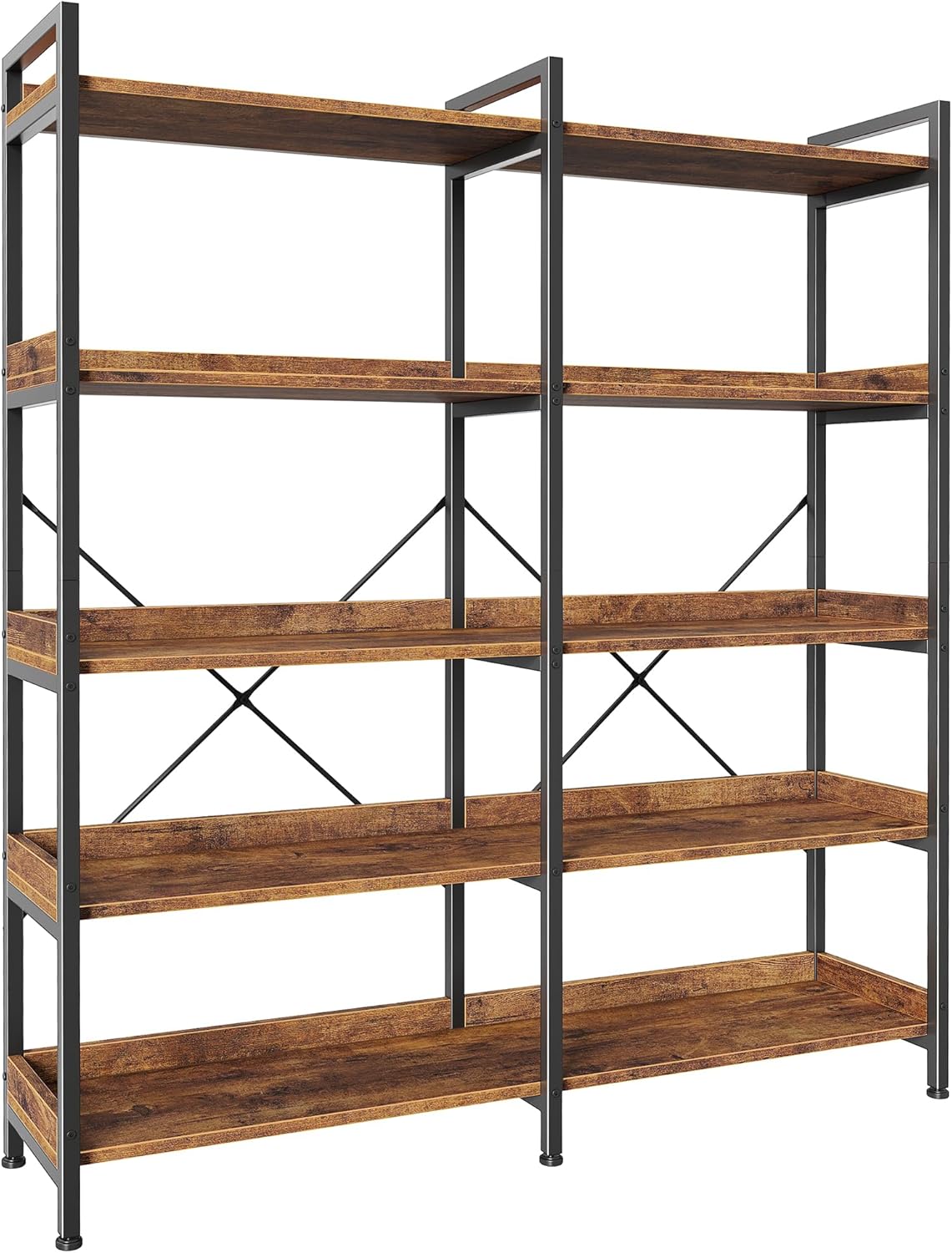 Bookcase Wood Shelf - 5-Tier Bookshelf with 10 Open Shelves,