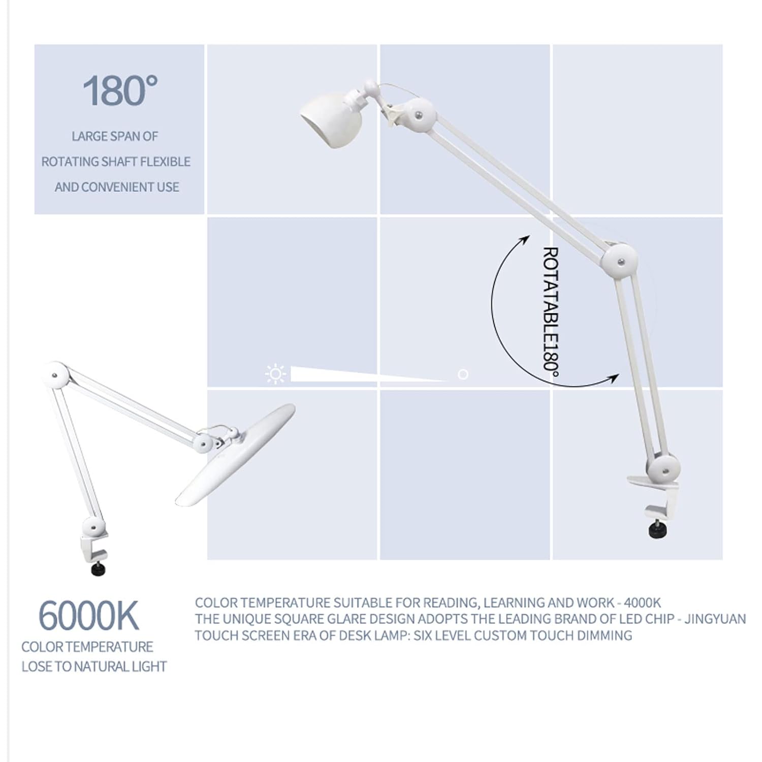 24W LED Desk Lamp with Clam 19 - Home Office Gadgets ulasan dan harga