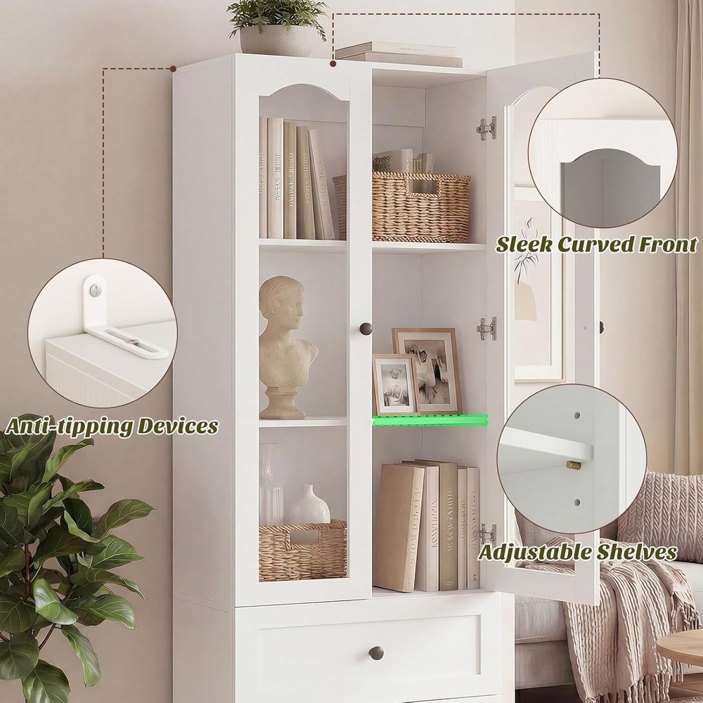 80 High 3-Shelf Glass-Door Boo - Bookcase Wood Shelf ulasan dan harga