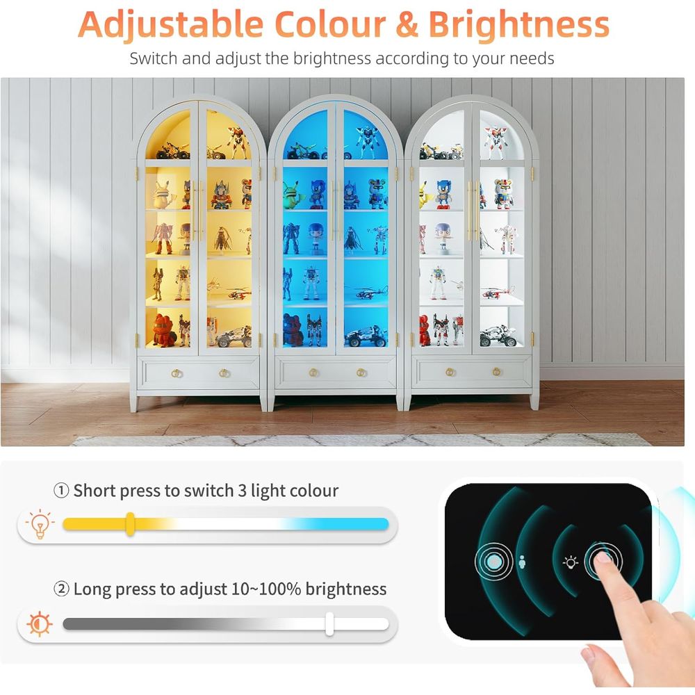 4-Tier Glass Display Cabinet,  - Bookcase Wood Shelf ulasan dan harga