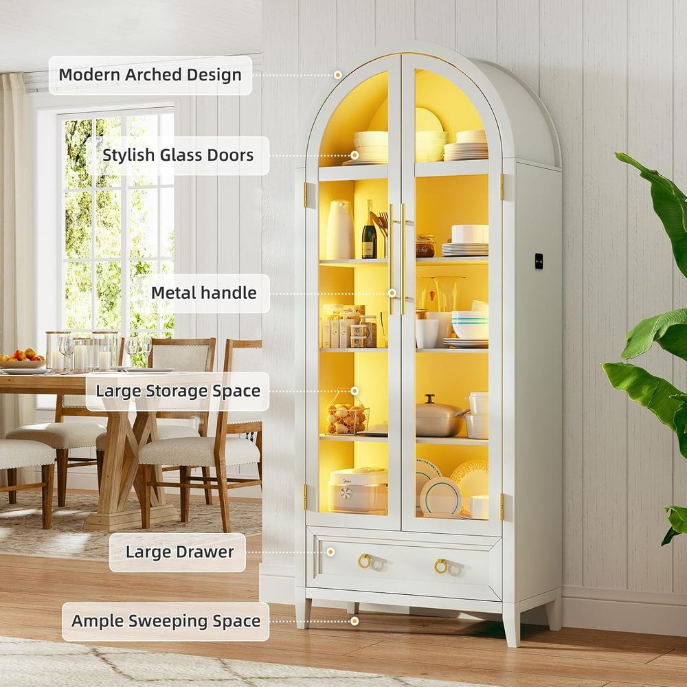 4-Tier Glass Display Cabinet,  - Bookcase Wood Shelf ulasan dan harga