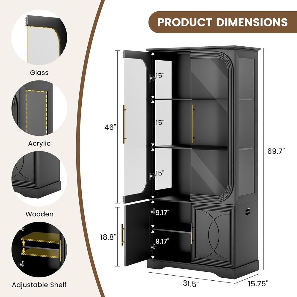 69 Tall Glass Display Cabinet  - Home Office For ulasan dan harga