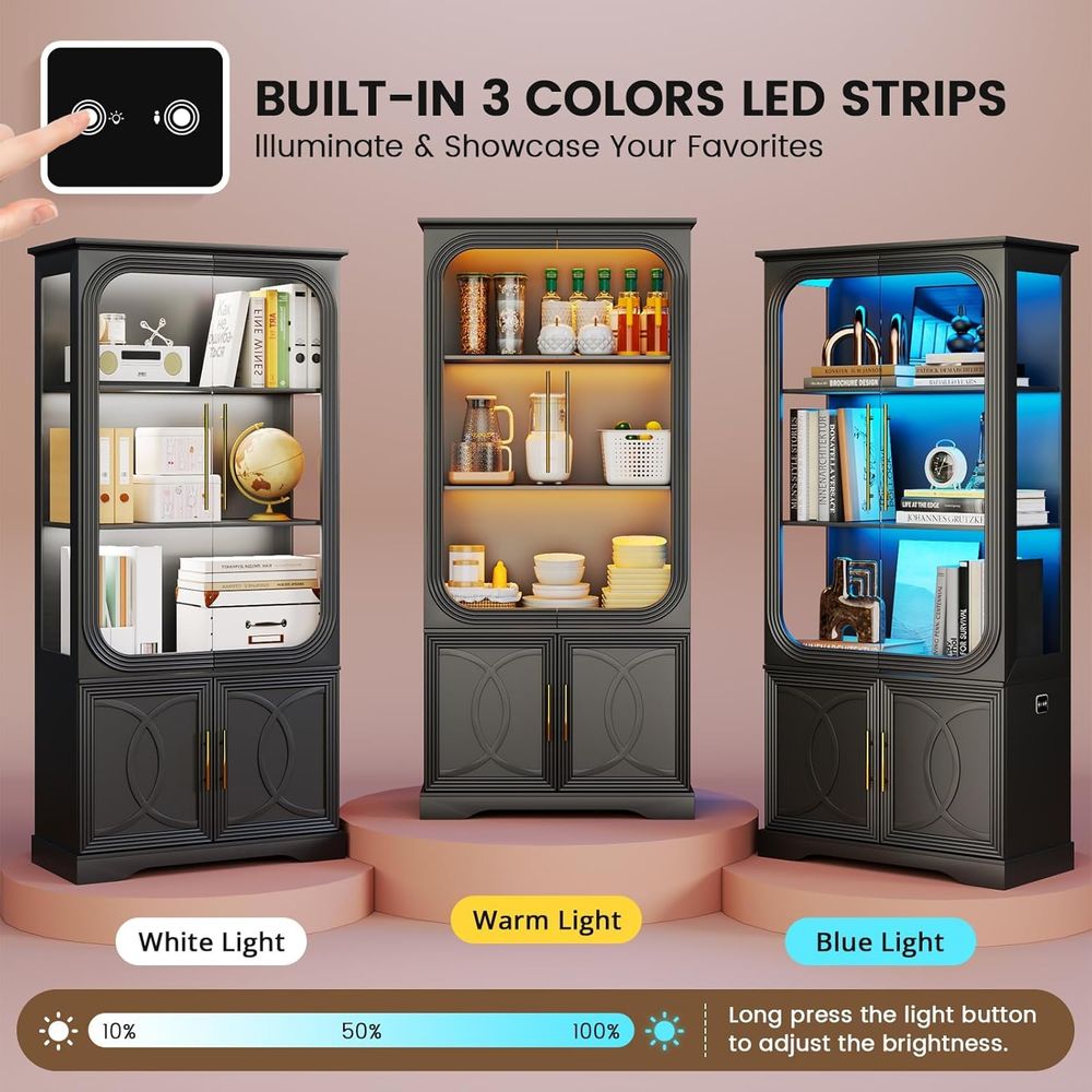 69 Tall Glass Display Cabinet  - Home Office For ulasan dan harga