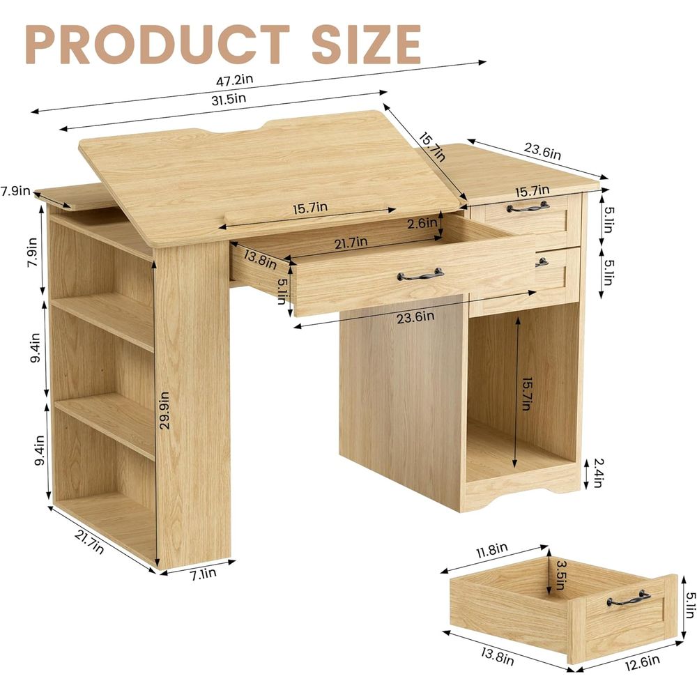 Adjustable Desk with Storage,  - Home Office Studio ulasan dan harga
