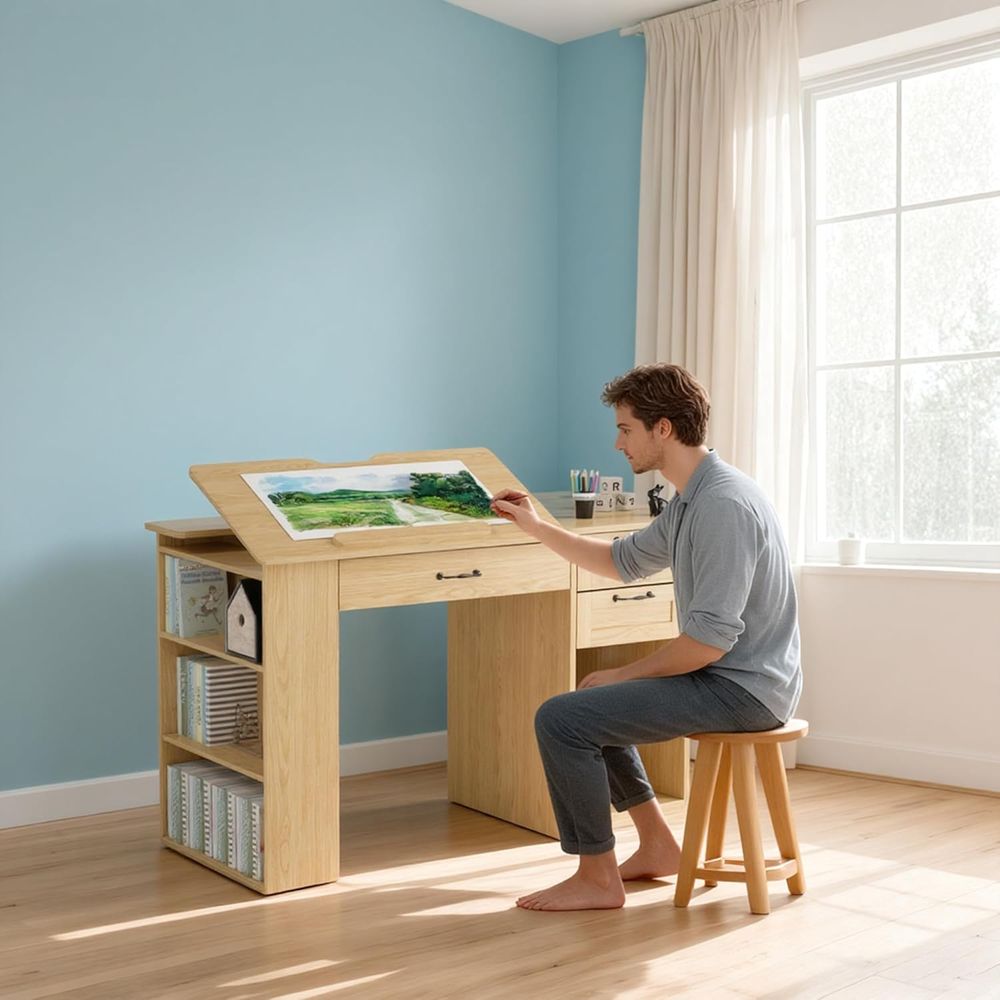 Adjustable Desk with Storage,  - Home Office Studio ulasan dan harga