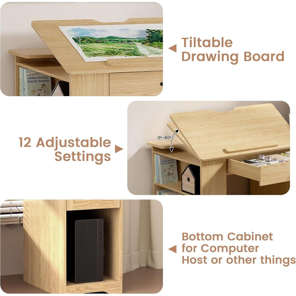 Adjustable Desk with Storage,  - Home Office Studio ulasan dan harga