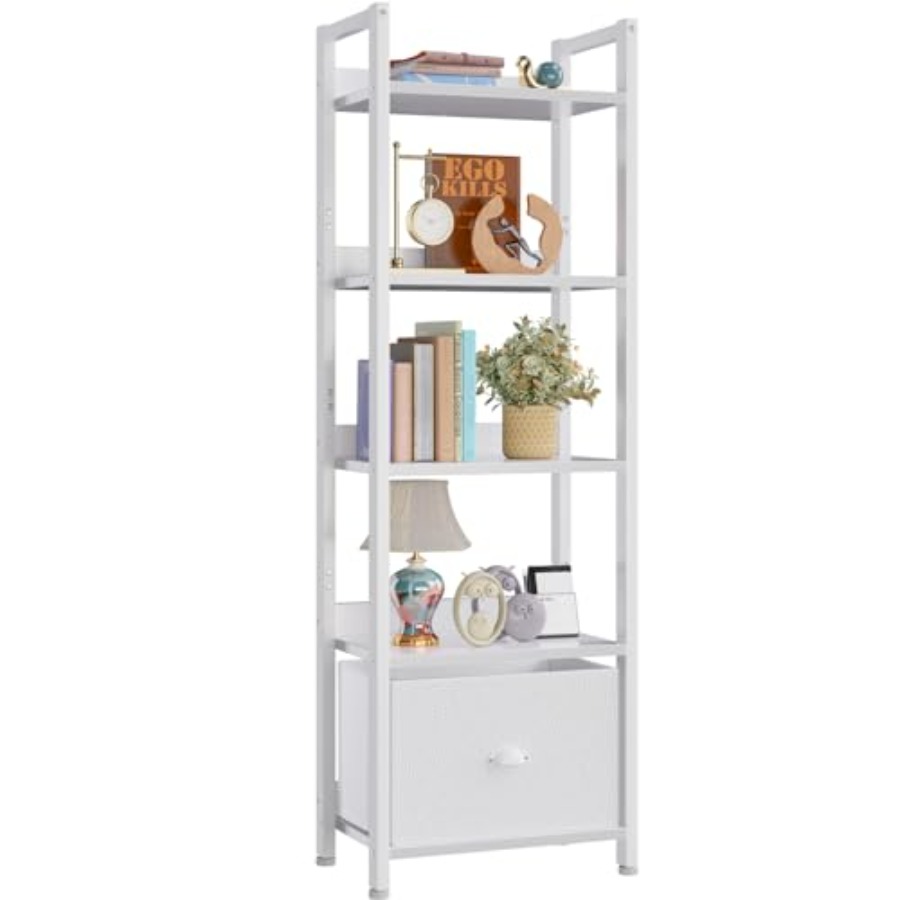 Bookshelf with Drawer, Tall Na - Bookcase Wood Shelf ulasan dan harga
