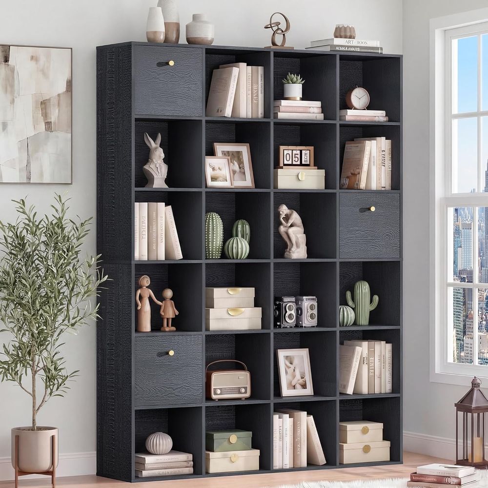 24-Tier Open Shelf Bookcase wi - Bookcase Wood Shelf ulasan dan harga
