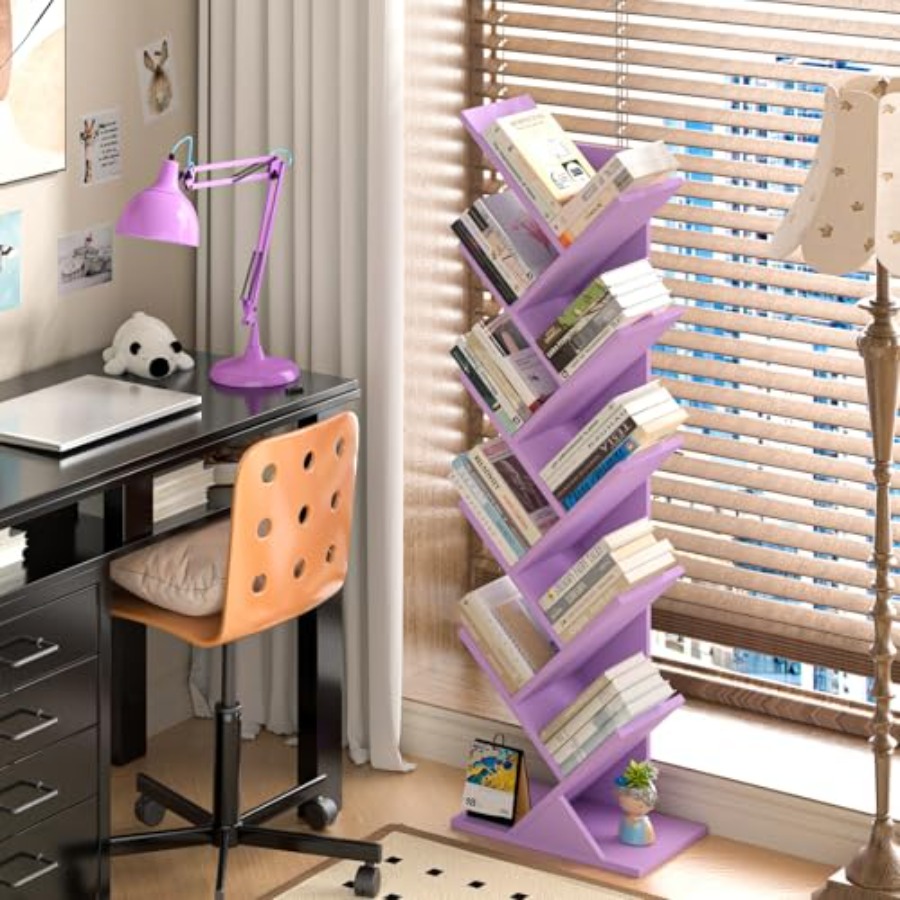 Tree Book Shelf, Floor Standin - Bookcase Wood Shelf ulasan dan harga