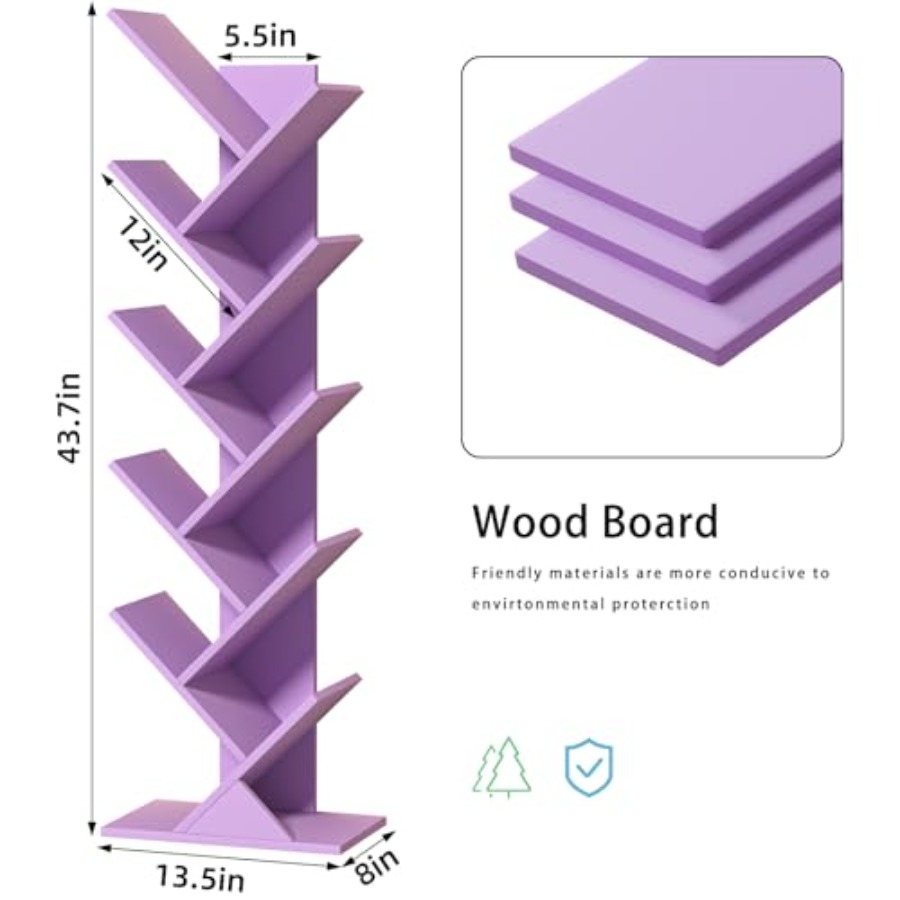 Tree Book Shelf, Floor Standin - Bookcase Wood Shelf ulasan dan harga