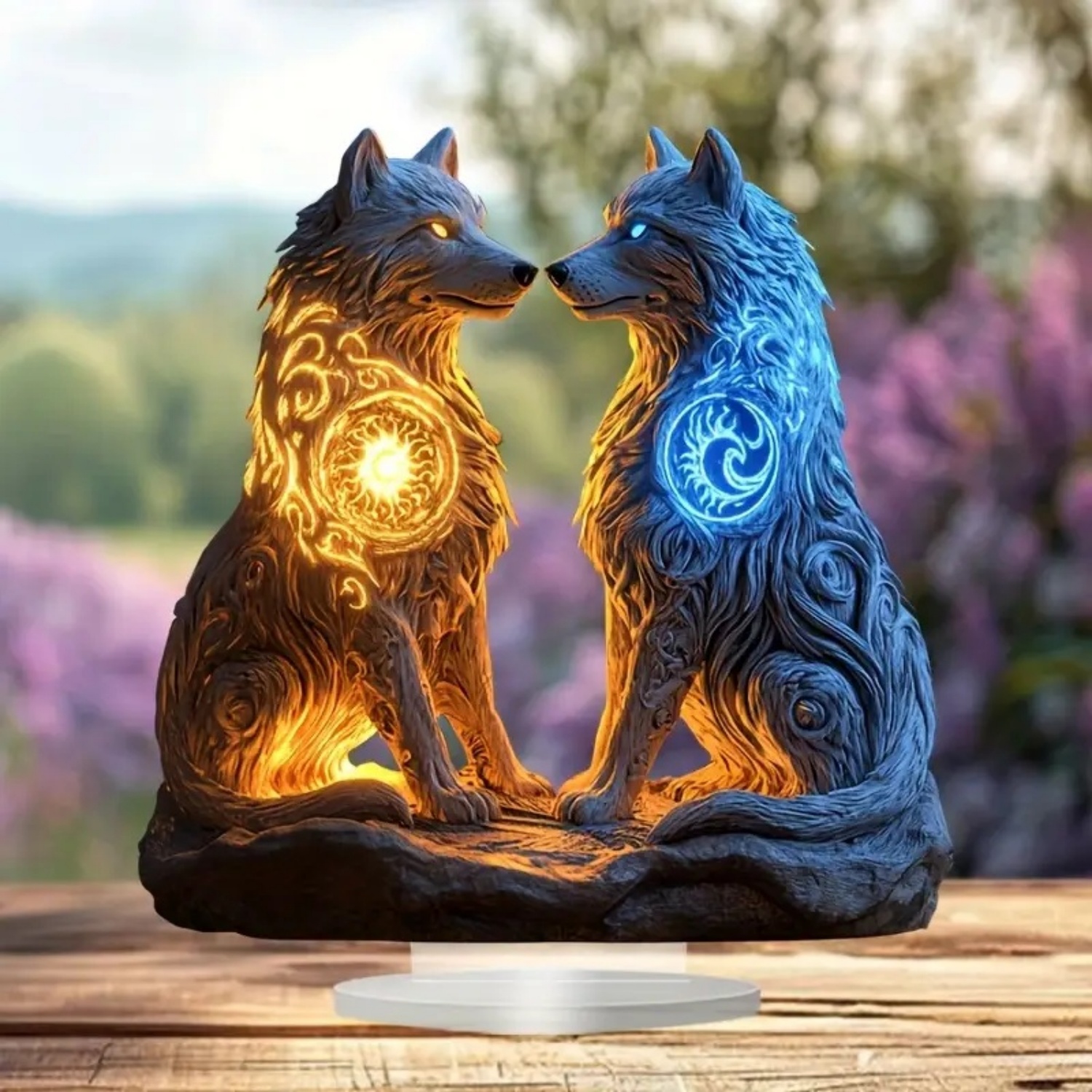 Flame Wolf Statue,2D Flat Acry - Home Office Studio ulasan dan harga