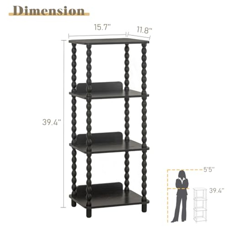 Book Shelf, 4-Tier Bookshelf w - Bookcase Wood Shelf ulasan dan harga