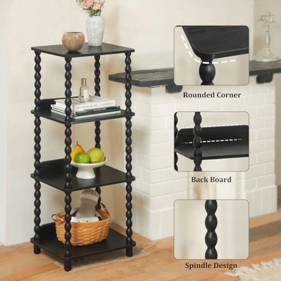 Book Shelf, 4-Tier Bookshelf w - Bookcase Wood Shelf ulasan dan harga