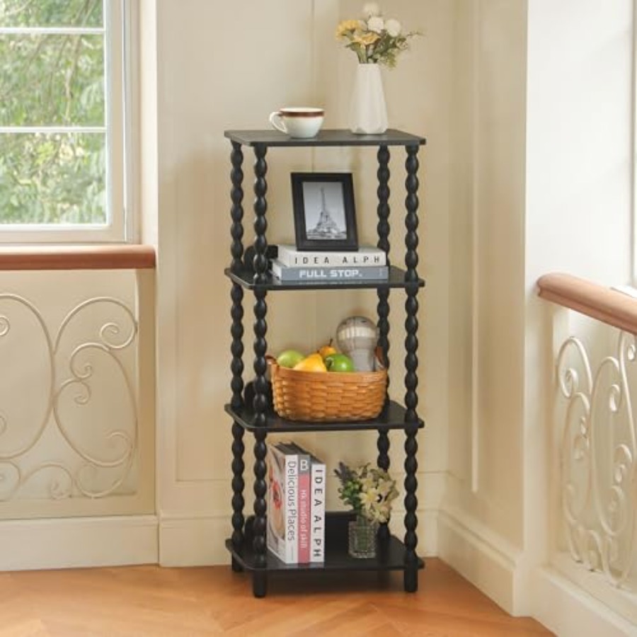 Book Shelf, 4-Tier Bookshelf w - Bookcase Wood Shelf ulasan dan harga