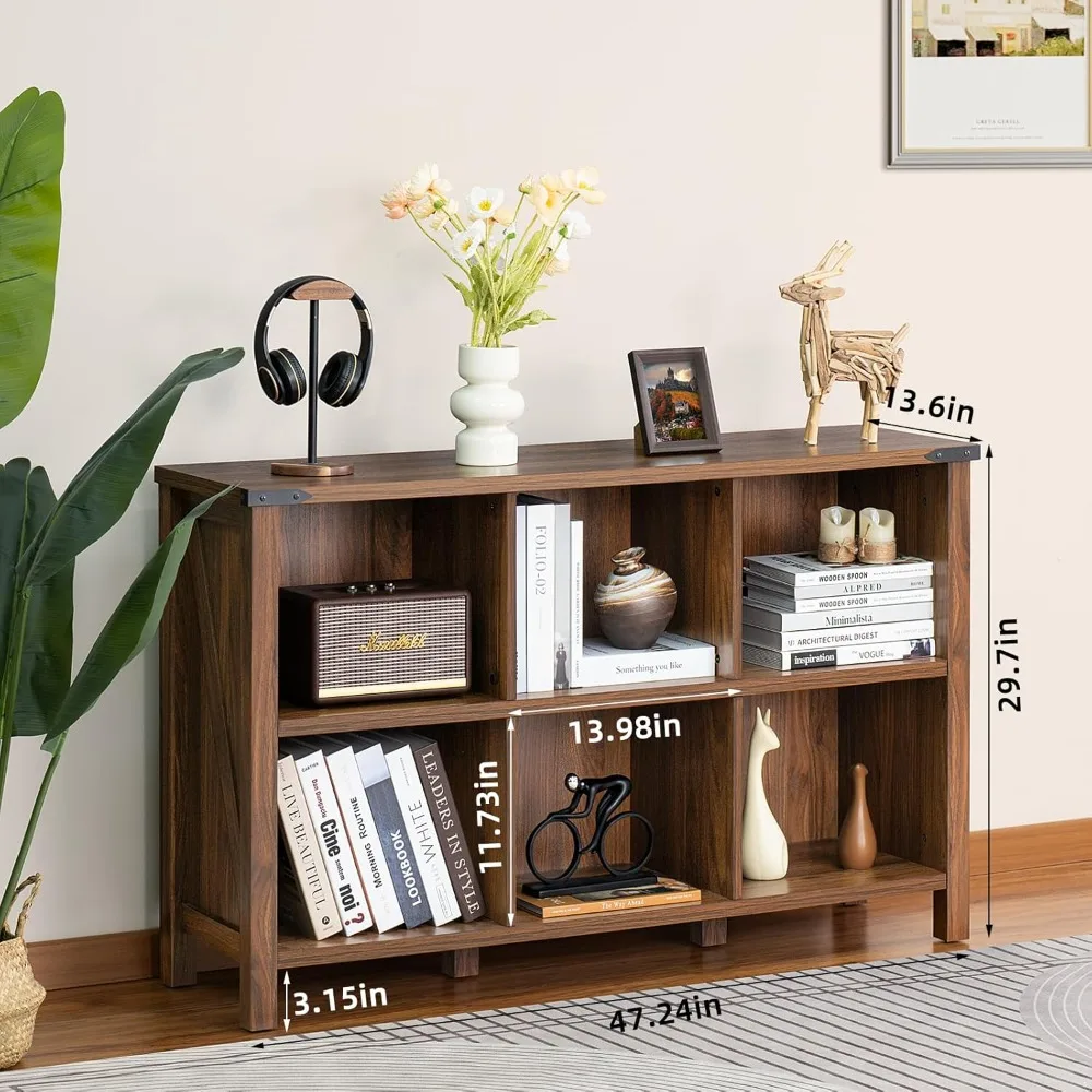 Farmhouse 6 Cube Book Shelf, W - Bookcase Wood Shelf ulasan dan harga
