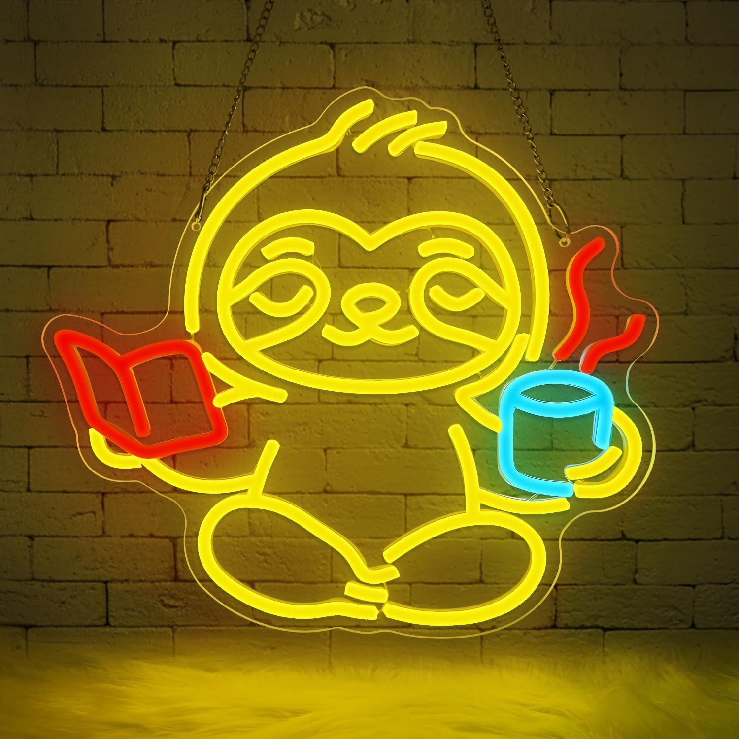 Sloth Neon Sign USB Dimmable L - Home Office Gifts ulasan dan harga