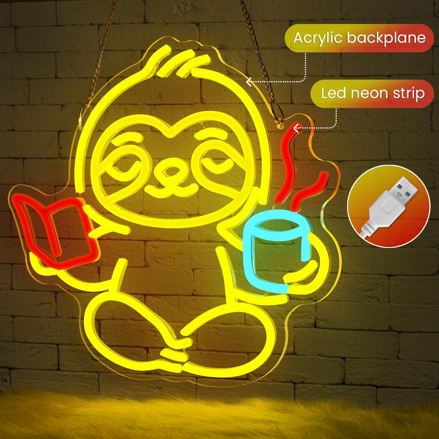 Sloth Neon Sign USB Dimmable L - Home Office Gifts ulasan dan harga