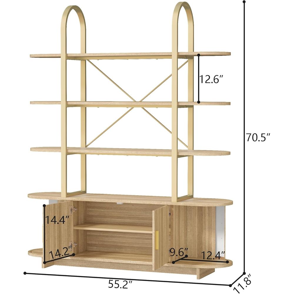 Elegant Arched Cabinet, Slidin - Bookcase Wood Shelf ulasan dan harga