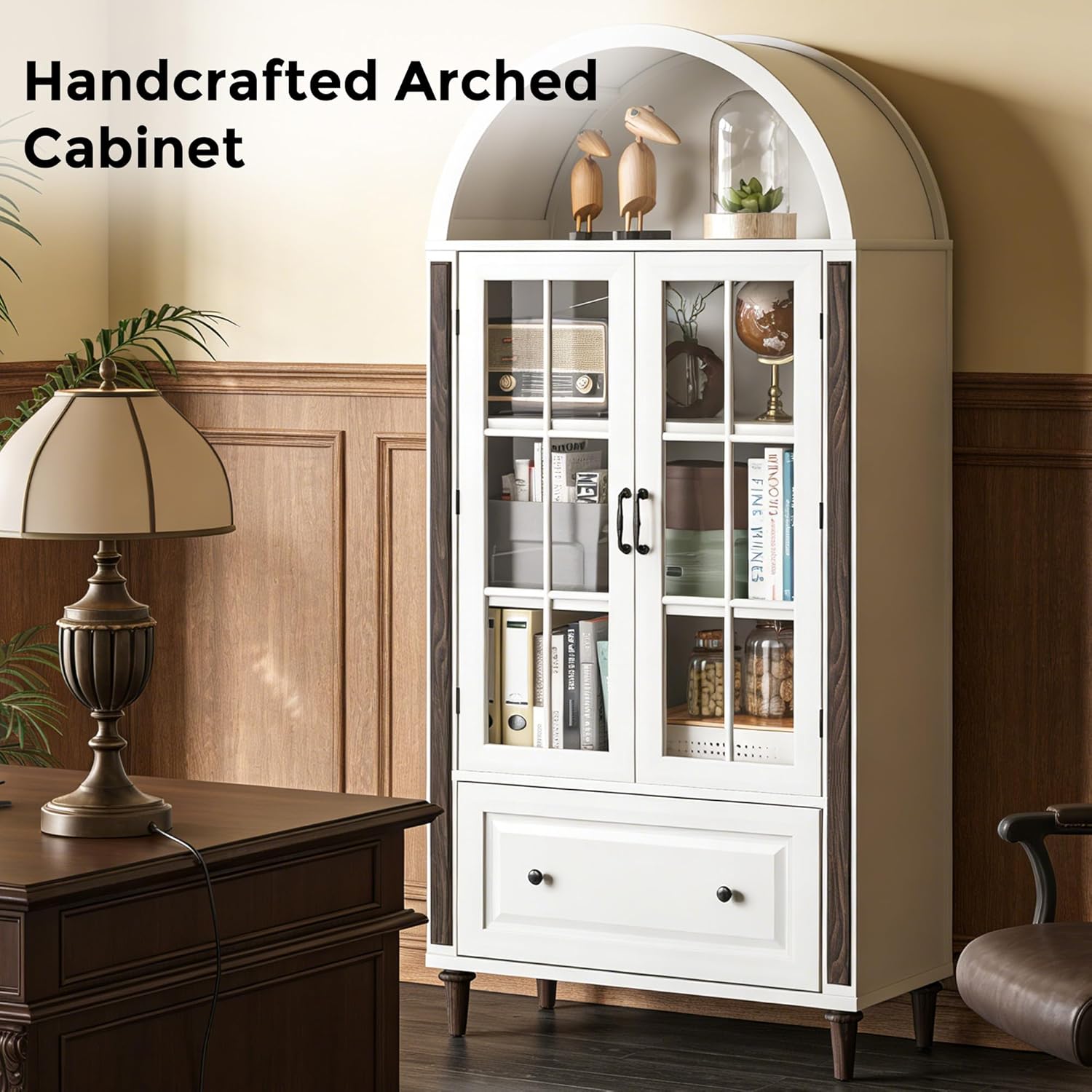 71” Handcrafted Arched Bookcas - Home Office For ulasan dan harga