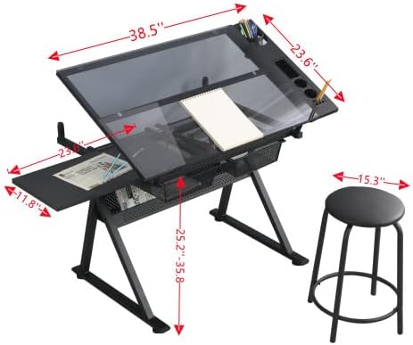 Glass Drafting Table Art Desk  - Home Office Studio ulasan dan harga