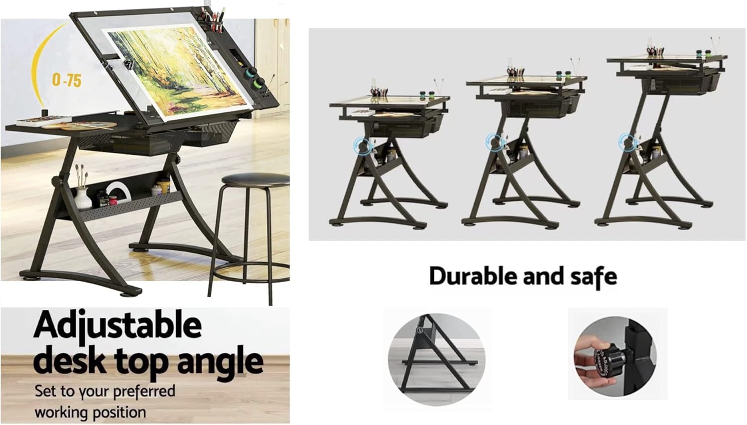 Glass Drafting Table Art Desk  - Home Office Studio ulasan dan harga