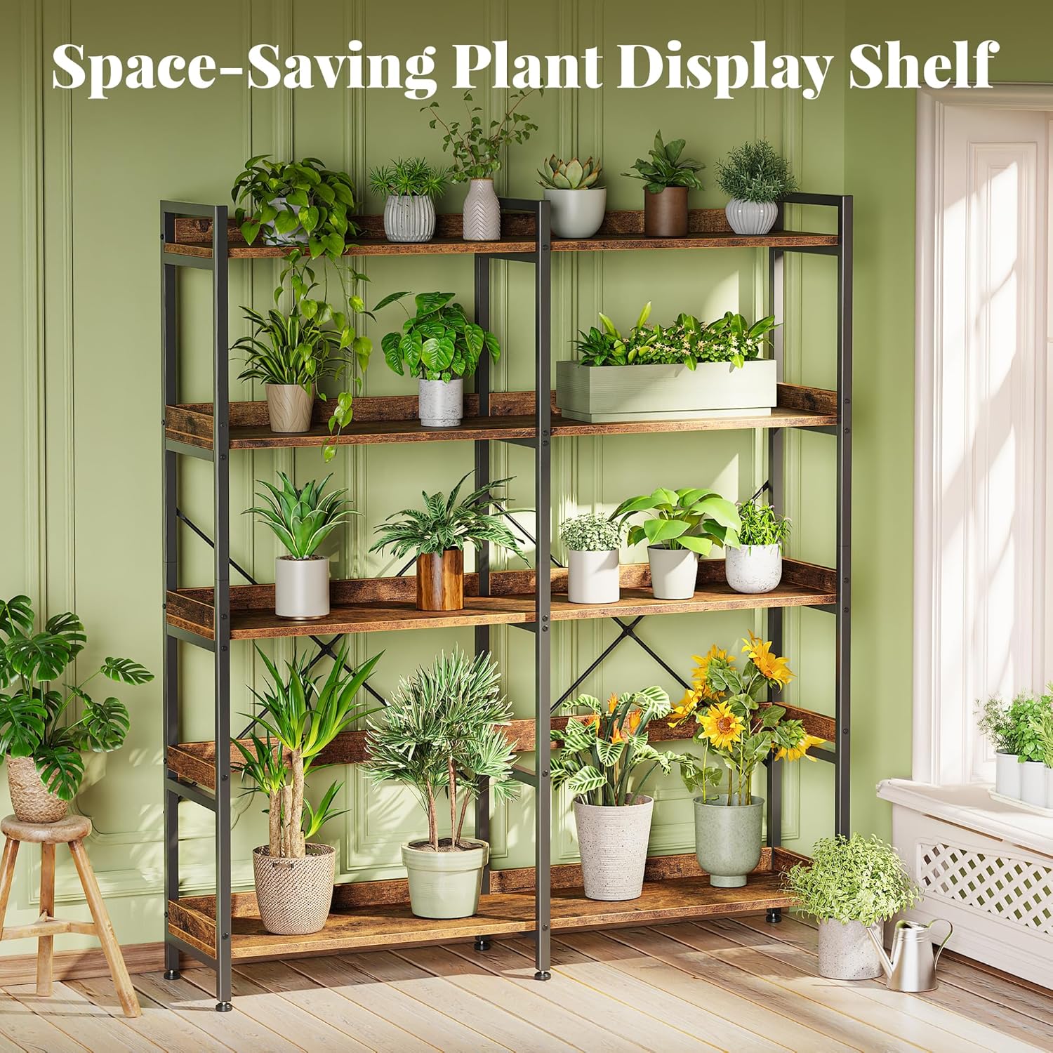 5-Tier Bookshelf with 10 Open  - Bookcase Wood Shelf ulasan dan harga