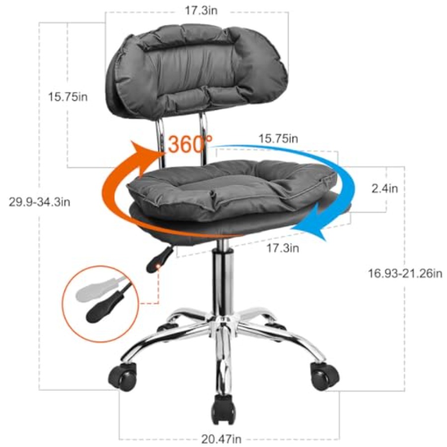 Rolling Stool Backrest Thick S - Home Office For ulasan dan harga