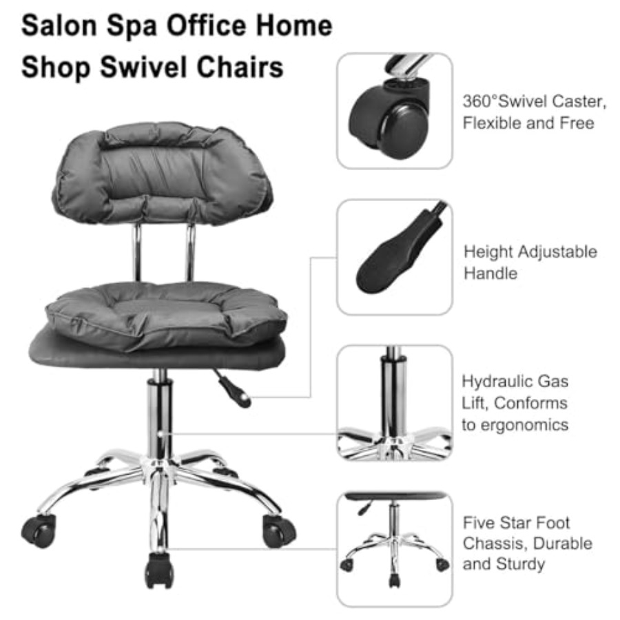 Rolling Stool Backrest Thick S - Home Office For ulasan dan harga
