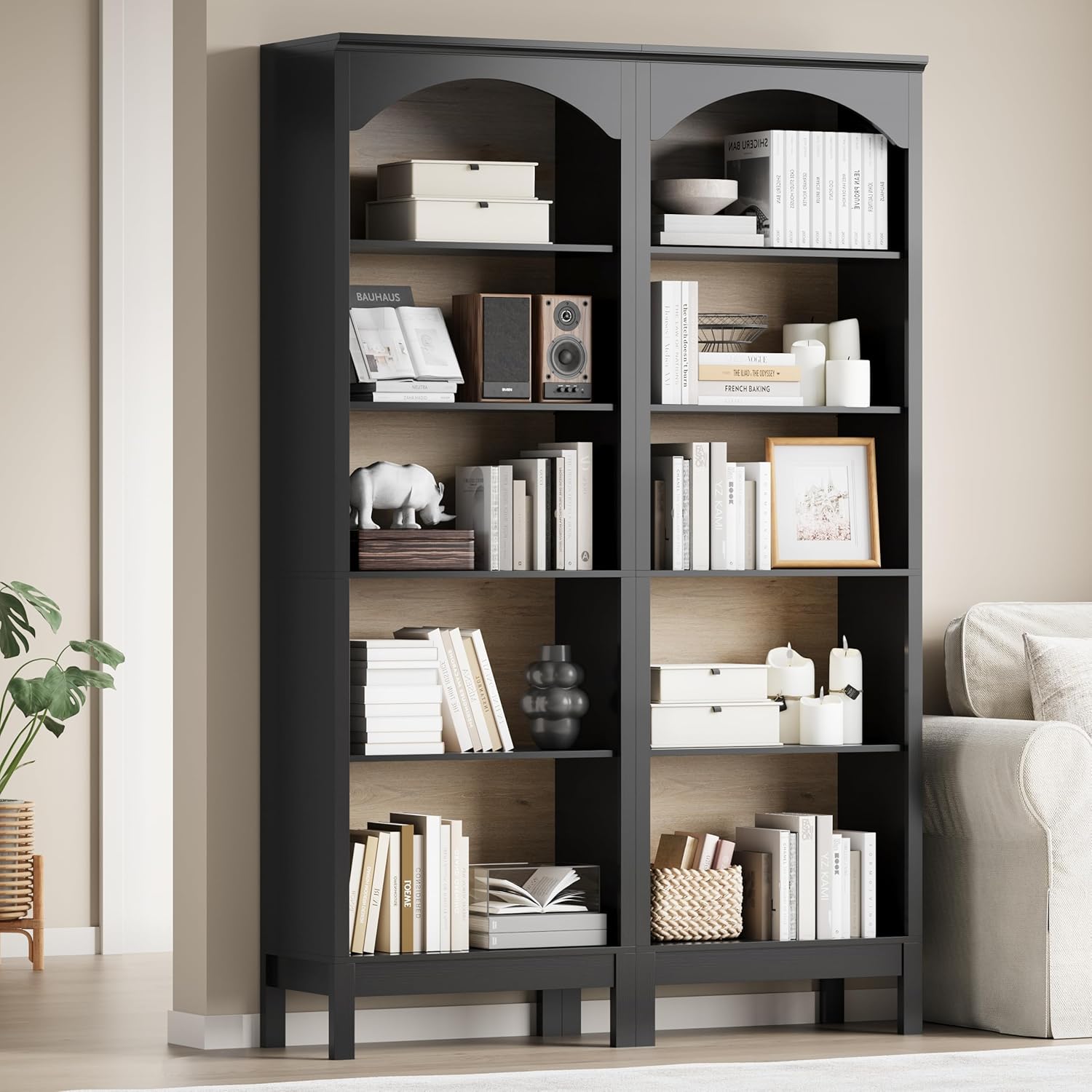 Arched Bookshelf with 5 Tier O - Bookcase Wood Shelf ulasan dan harga