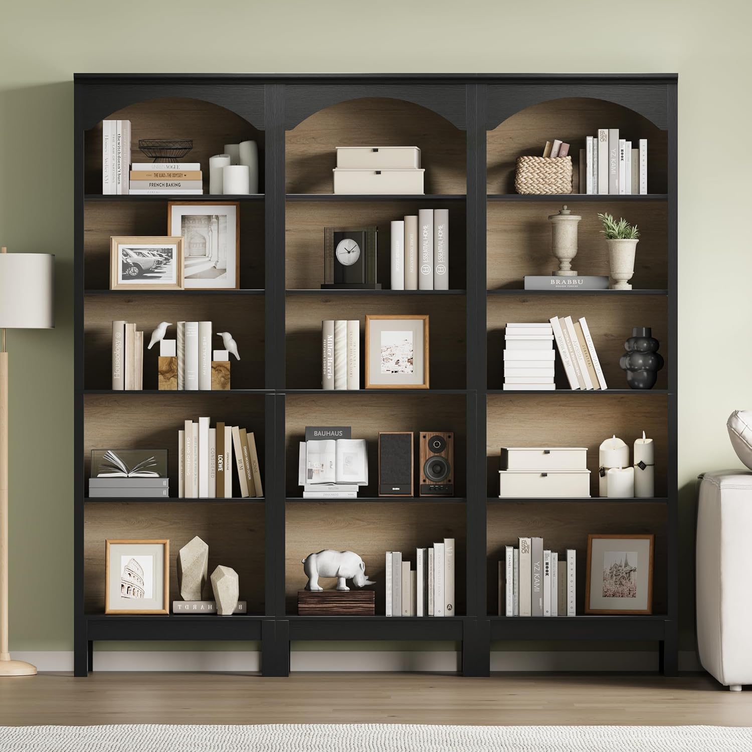 Arched Bookshelf with 5 Tier O - Bookcase Wood Shelf ulasan dan harga