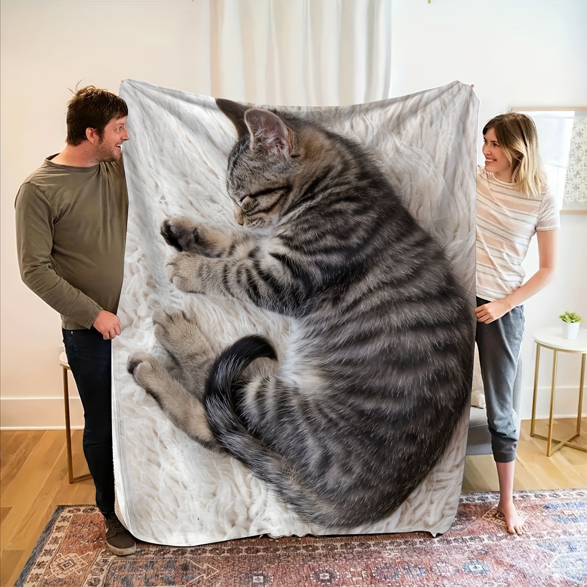 Sleeping Cat Flannel Blanket,  - Home Office Design Ideas ulasan dan harga