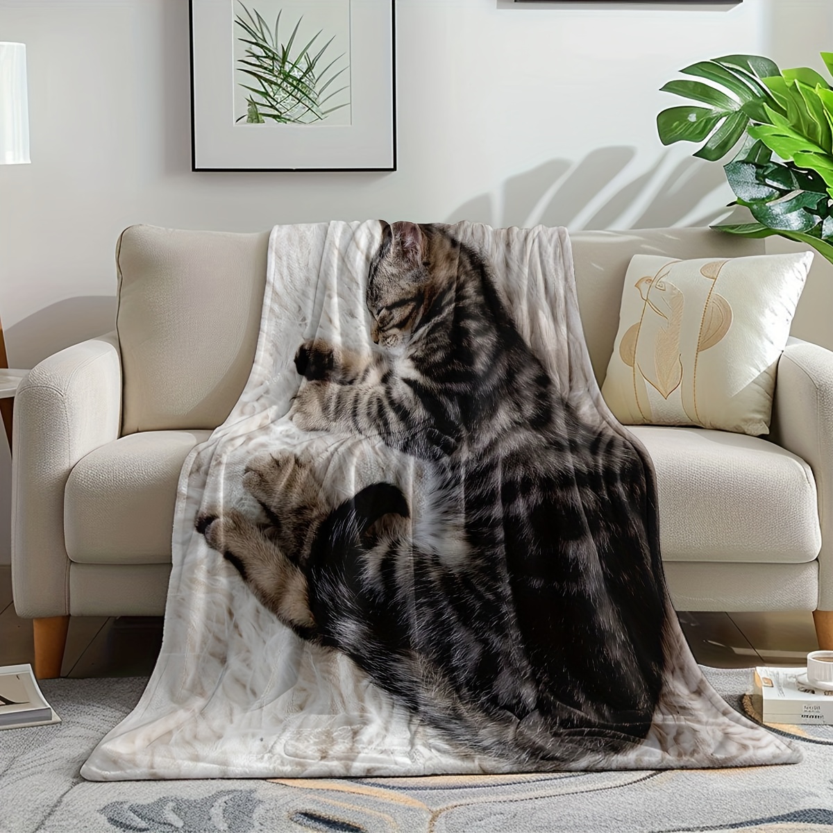 Sleeping Cat Flannel Blanket,  - Home Office Design Ideas ulasan dan harga