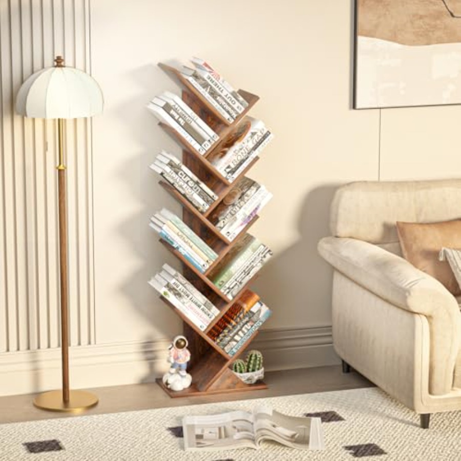Tree Book Shelf, Floor Standin - Bookcase Wood Shelf ulasan dan harga