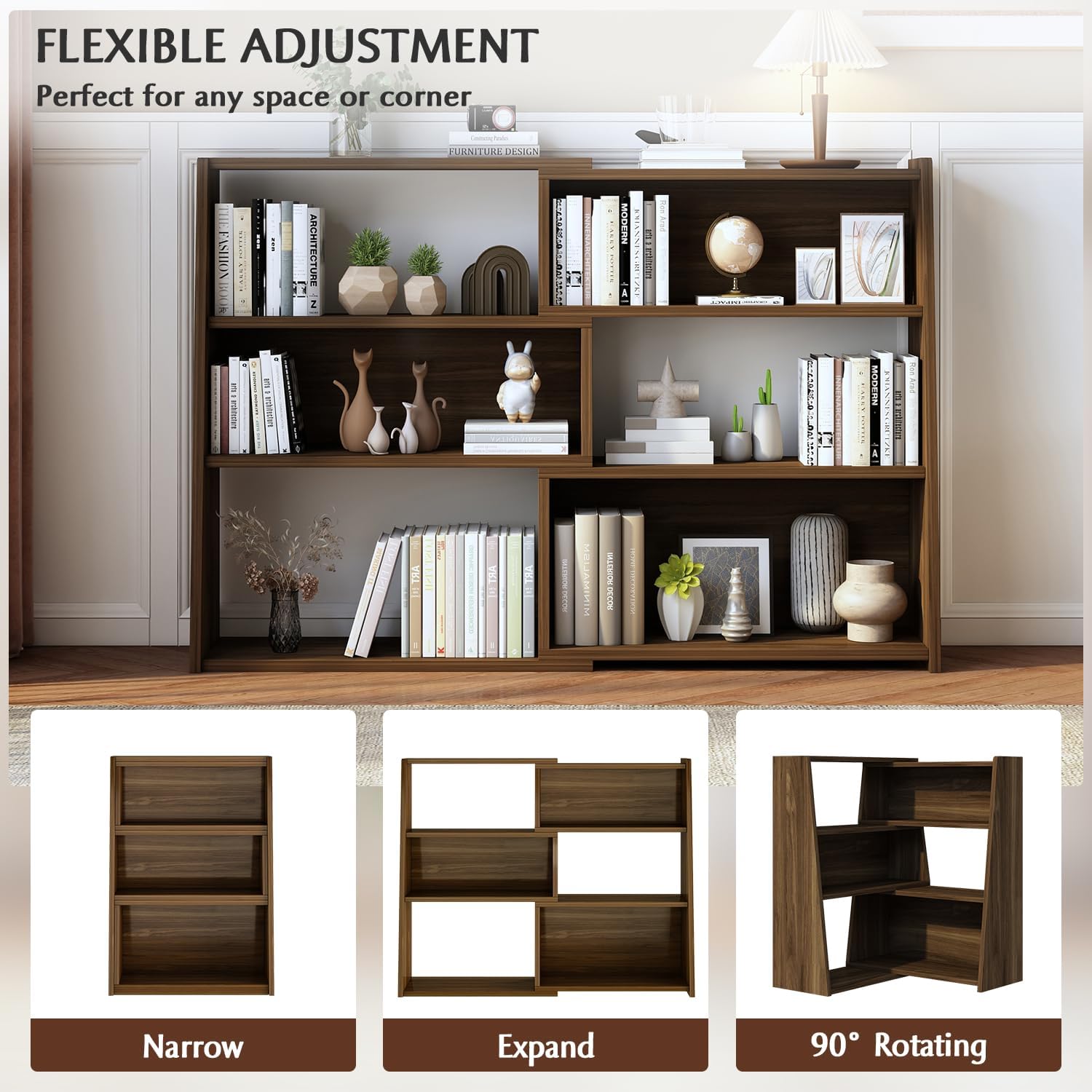 Wooden Extendable Shelf Bookca - Bookcase Wood Shelf ulasan dan harga