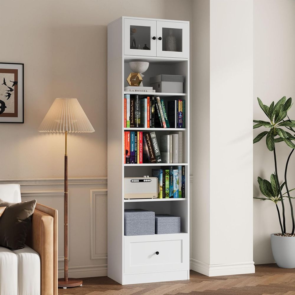 7-Tier Glass Door Bookcase, 85 - Home Office For ulasan dan harga
