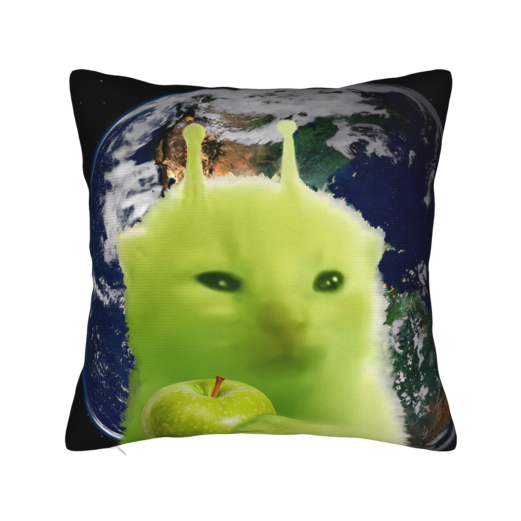 Green Alien Cat Meme Pillow Co - Home Office Design Ideas ulasan dan harga