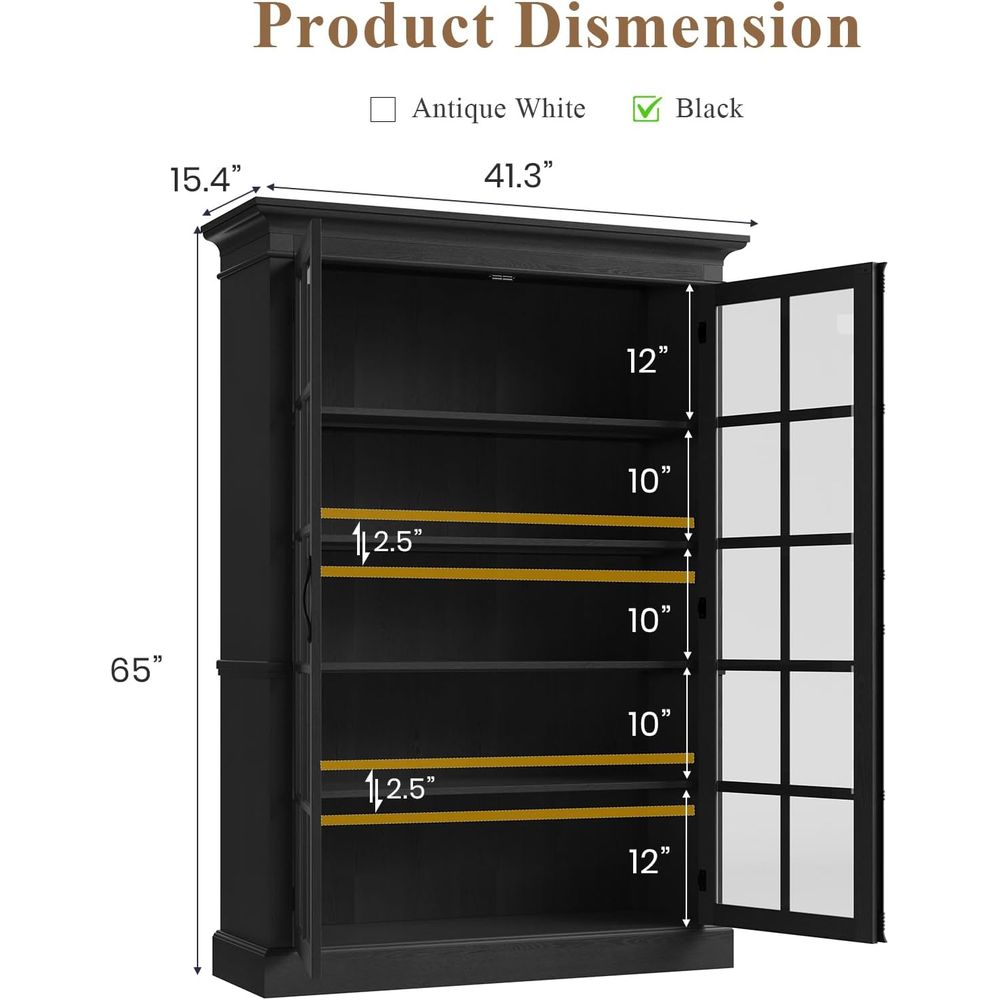 65 Tall Display Cabinet with A - Home Office For ulasan dan harga