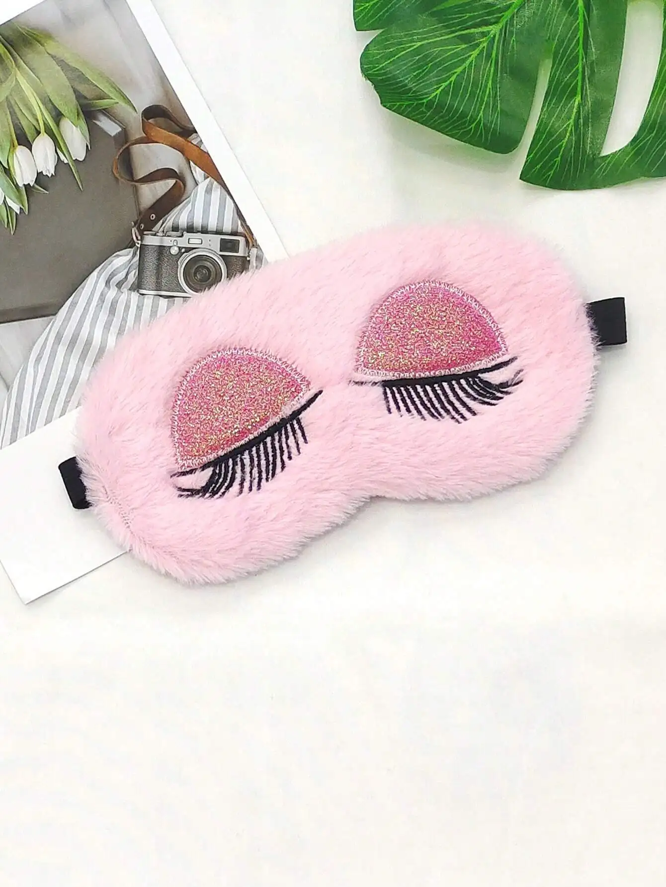 1pc Pink Plush Cute Eye Mask,  - Home Office Gifts ulasan dan harga
